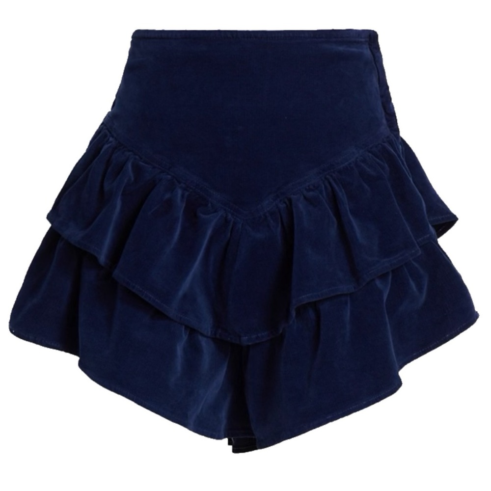 Mother Denim Ruffle Mini Skirt, Blue Corduroy, 25, NWT